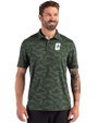 Charlotte 49ers Cutter & Buck Coastline Recycled Double Peached Camo Print Mens Polo Hunter Green Front