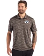 Brigham Young Cougars Cutter & Buck Coastline Recycled Double Peached Camo Print Mens Polo Elemental Grey Front