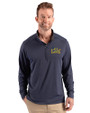 Drexel Dragons Cutter & Buck Forge Recycled Four-Way Stretch Mens Big & Tall Quarter Zip Pullover Dark Navy Blue Heather Front