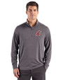 Washington State Cougars Cutter & Buck Forge Recycled Four-Way Stretch Mens Big & Tall Quarter Zip Pullover Dark Black Heather Front