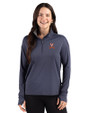 Virginia Cavaliers Cutter & Buck Forge Recycled Four-Way Stretch Womens Quarter Zip Pullover Dark Navy Blue Heather Front