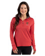 Harvard Crimson Cutter & Buck Forge Recycled Four-Way Stretch Womens Quarter Zip Pullover Cardinal Red Heather Front