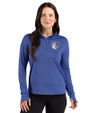 Saint Louis Billikens Cutter & Buck Forge Recycled Four-Way Stretch Womens Quarter Zip Pullover Tour Blue Heather Front