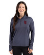 St Johns Red Storm Cutter & Buck Forge Recycled Four-Way Stretch Womens Quarter Zip Pullover Dark Navy Blue Heather Front