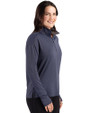 Montana State Bobcats Cutter & Buck Forge Recycled Four-Way Stretch Womens Quarter Zip Pullover Dark Navy Blue Heather Side