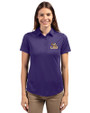 LSU Tigers Cutter & Buck Prospect Eco Textured Stretch Recycled Womens Short Sleeve Polo College Purple Front