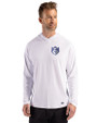Saint Louis Billikens Cutter & Buck Prospect Recycled Featherlight Stretch Mens Hooded Pullover White Front