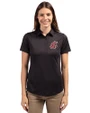 Washington State Cougars Cutter & Buck Prospect Eco Textured Stretch Recycled Womens Short Sleeve Polo Black Front
