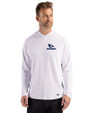 Creighton Bluejays Cutter & Buck Prospect Recycled Featherlight Stretch Mens Hooded Pullover White Front
