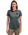 Michigan State Spartans Cutter & Buck Prospect Eco Textured Stretch Recycled Womens Short Sleeve Polo Elemental Grey Front