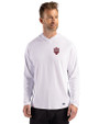 Indiana Hoosiers Cutter & Buck Prospect Recycled Featherlight Stretch Mens Hooded Pullover White Front