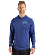 Indiana State Sycamores Cutter & Buck Prospect Recycled Featherlight Stretch Mens Hooded Pullover Tour Blue Front