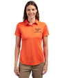 Virginia Tech Hokies Cutter & Buck Prospect Eco Textured Stretch Recycled Womens Short Sleeve Polo College Orange Front