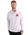 Nebraska Cornhuskers Cutter & Buck Prospect Recycled Featherlight Stretch Mens Quarter Zip White Front