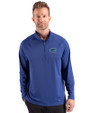 Florida Gators Cutter & Buck Prospect Recycled Featherlight Stretch Mens Quarter Zip Tour Blue Front