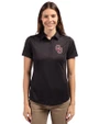 Oklahoma Sooners  Cutter & Buck Prospect Eco Textured Stretch Recycled Womens Short Sleeve Polo Black Front