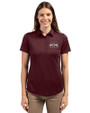 Mississippi State Bulldogs Cutter & Buck Prospect Eco Textured Stretch Recycled Womens Short Sleeve Polo Bordeaux Front