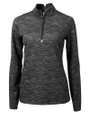 Los Angeles Chargers Mono Cutter & Buck Traverse Recycled Smooth Stretch Womens Camo Quarter Zip Pullover Black Mannequin
