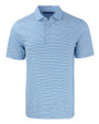 Los Angeles Chargers Mono Cutter & Buck Forge Recycled Double Stripe Four-Way Stretch Mens Polo Atlas/White Mannequin