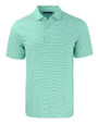 Los Angeles Chargers Mono Cutter & Buck Forge Recycled Double Stripe Four-Way Stretch Mens Polo Fresh Mint/White Mannequin