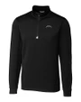 Los Angeles Chargers Mono Cutter & Buck Traverse Recycled Smooth Stretch Mens Quarter Zip Pullover Black Mannequin