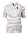 Texas Tech Red Raiders Alumni Cutter & Buck Virtue Recycled Stripe Featherlight Pique Womens Half Zip Polished Medium Gray Mannequin
