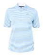 Los Angeles Chargers Mono Cutter & Buck Virtue Recycled Stripe Featherlight Pique Womens Half Zip Atlas Light Blue Mannequin