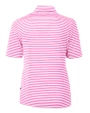 Los Angeles Chargers Mono Cutter & Buck Virtue Recycled Stripe Featherlight Pique Womens Half Zip Gelato Fuchsia Mannequin Back