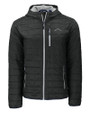Los Angeles Chargers Mono Cutter & Buck Rainier Recycled Insulated Puffer Mens Full Zip Hooded Jacket Jacket Black Mannequin