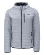 Los Angeles Chargers Mono Cutter & Buck Rainier Recycled Insulated Puffer Mens Full Zip Hooded Jacket Jacket Polished Medium Gray Mannequin