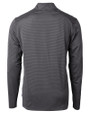 Los Angeles Chargers Mono Cutter & Buck Virtue Recycled Micro Stripe Featherlight Pique Mens Quarter Zip Pullover Black/Elemental Grey Mannequin Back