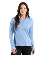 Los Angeles Chargers Mono Cutter & Buck Forge Recycled Four-Way Stretch Womens Quarter Zip Pullover Dark Atlas Heather Front
