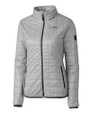 Los Angeles Chargers Mono Cutter & Buck Rainier Recycled Insulated Puffer Womens Full Zip Jacket Polished Medium Gray Mannequin
