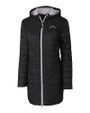 Los Angeles Chargers Mono Cutter & Buck Rainier Recycled Insulated Puffer Womens Full Zip Hooded Long Coat Black Mannequin