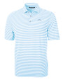 Los Angeles Chargers Mono Cutter & Buck Virtue Recycled Stripe Featherlight Pique Mens Polo Atlas Light Blue Mannequin