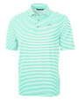 Los Angeles Chargers Mono Cutter & Buck Virtue Recycled Stripe Featherlight Pique Mens Polo Fresh Mint Mannequin