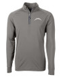 Los Angeles Chargers Mono Cutter & Buck Adapt Recycled Soft Knit Stretch  Mens Quarter Zip Pullover Elemental Grey Mannequin