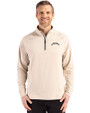 Los Angeles Chargers Mono Cutter & Buck Adapt Recycled Soft Knit Stretch  Mens Quarter Zip Pullover Wheat Front