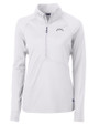 Los Angeles Chargers Mono Cutter & Buck Adapt Recycled Soft Knit Stretch Womens Half Zip Pullover White Mannequin