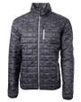 Los Angeles Chargers Mono Cutter & Buck Rainier Recycled Insulated Printed Puffer Mens Full Zip Jacket Black Mannequin