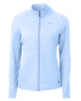 Los Angeles Chargers Mono Cutter & Buck Adapt Recycled Soft Knit Stretch Womens Heathered Full Zip Jacket Atlas Heather Mannequin