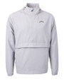 Los Angeles Chargers Mono Cutter & Buck Charter Recycled Packable Mens Half Zip Anorak Jacket Polished Medium Gray Mannequin