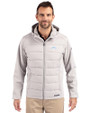 Los Angeles Chargers Monochromatic Cutter & Buck Evoke Recycled Honeycomb Fleece Mens Hybrid Full Zip Jacket CONCRETE Front