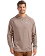 Los Angeles Chargers Monochromatic Cutter & Buck Adapt Recycled Soft Knit Stretch Mens Heathered Hooded Pullover Mushroom Heather Front