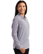 Los Angeles Chargers Mono Cutter & Buck Skyline Recycled Gingham Womens Long Sleeve Spread Collar Dress Shirt Black/White Side