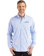 Los Angeles Chargers Mono Cutter & Buck Skyline Recycled Gingham Mens Long Sleeve Button Down  Dress Shirt Atlas/White Front