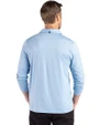 Los Angeles Chargers Mono Cutter & Buck Coastline Recycled Double Peached Mens Long Sleeve Polo Atlas Light Blue Back