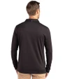 Los Angeles Chargers Mono Cutter & Buck Coastline Recycled Double Peached Mens Long Sleeve Polo Black Back