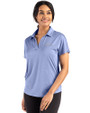 Los Angeles Chargers Monochromatic Cutter & Buck Coastline Recycled Double Peached Womens Dolman Polo Hyacinth Front