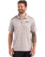 Los Angeles Chargers Mono Cutter & Buck Coastline Recycled Double Peached Camo Print Mens Polo CONCRETE Front